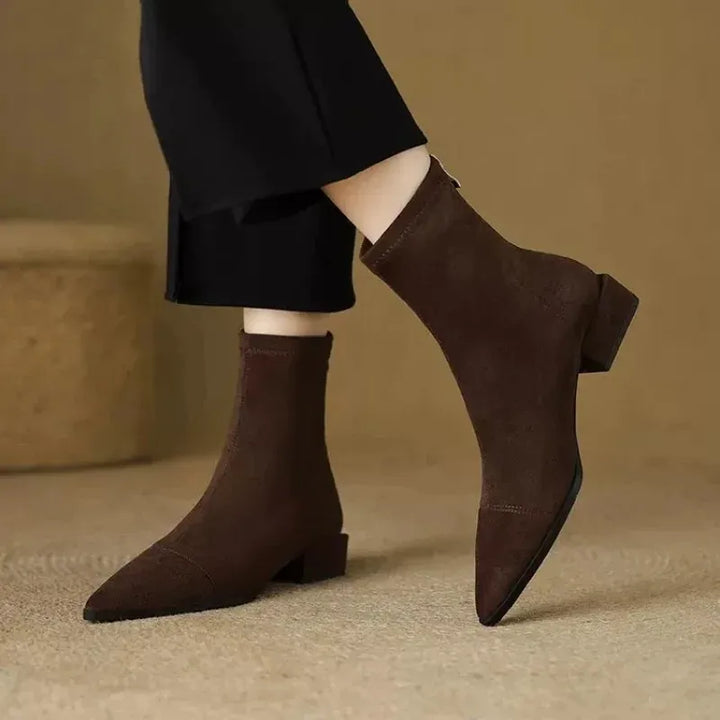 Delphine Suede Pointed-Toe Ankle Boots