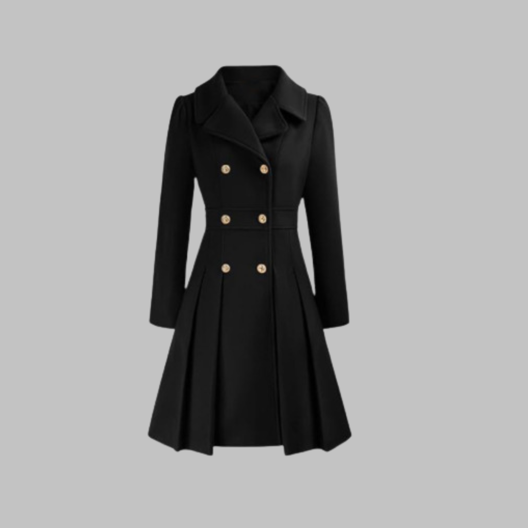 Dami - Classy Double Button Long Sleeve Coat