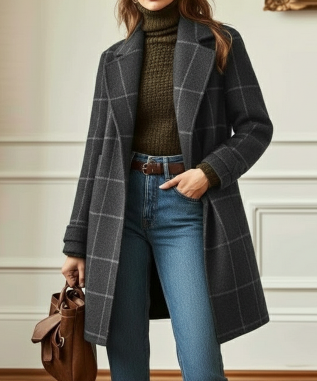 Jennifer Wool Check Coat