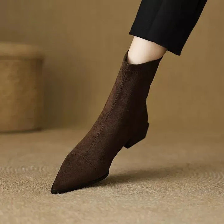 Delphine Suede Pointed-Toe Ankle Boots