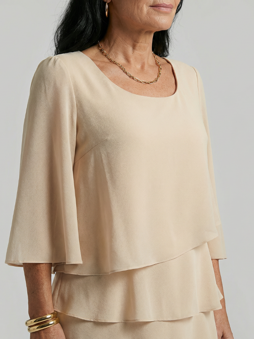 Della | Layered Flare Sleeve Knee Length Dress