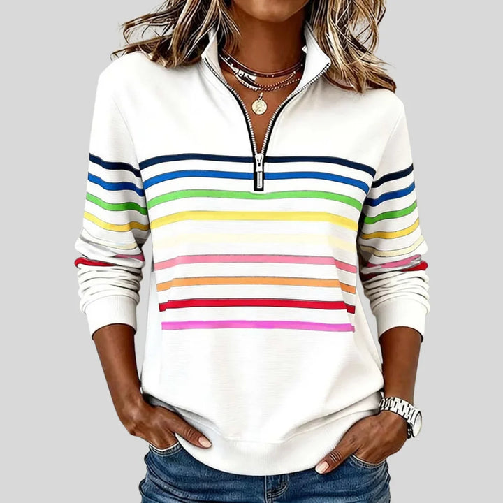 Celine | Colorful Striped Quarted-zip Sweatshirt