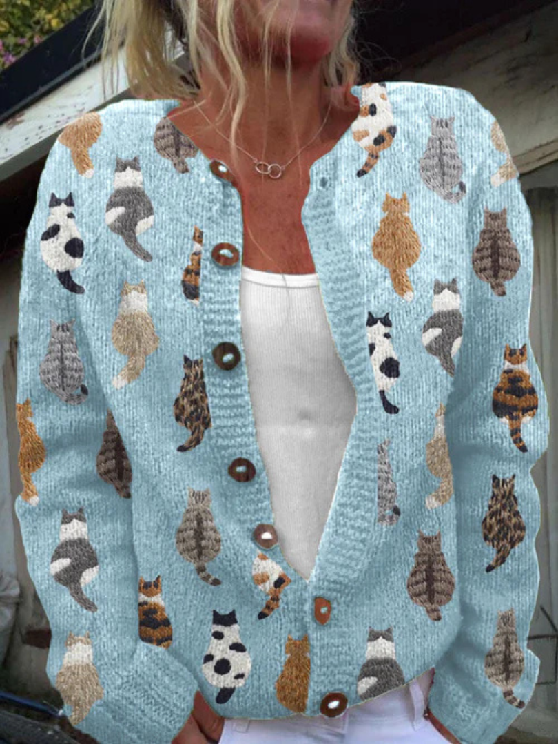 Cathy | Cat Print Cardigan