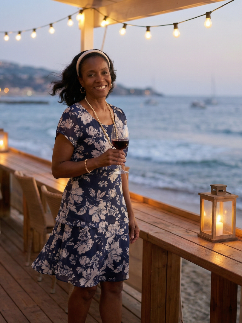 Thea | Subtle Floral Knee Length Dress
