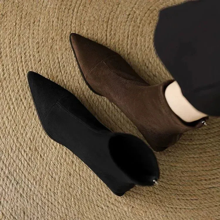 Delphine Suede Pointed-Toe Ankle Boots