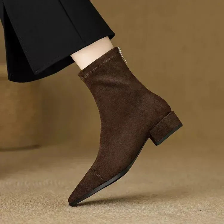 Delphine Suede Pointed-Toe Ankle Boots