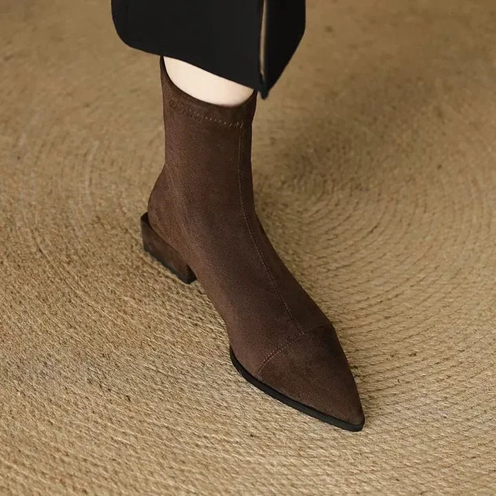 Delphine Suede Pointed-Toe Ankle Boots
