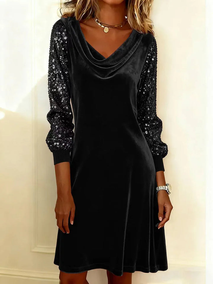 FROSINA™ | Velvet Sparkle Sleeve Dress