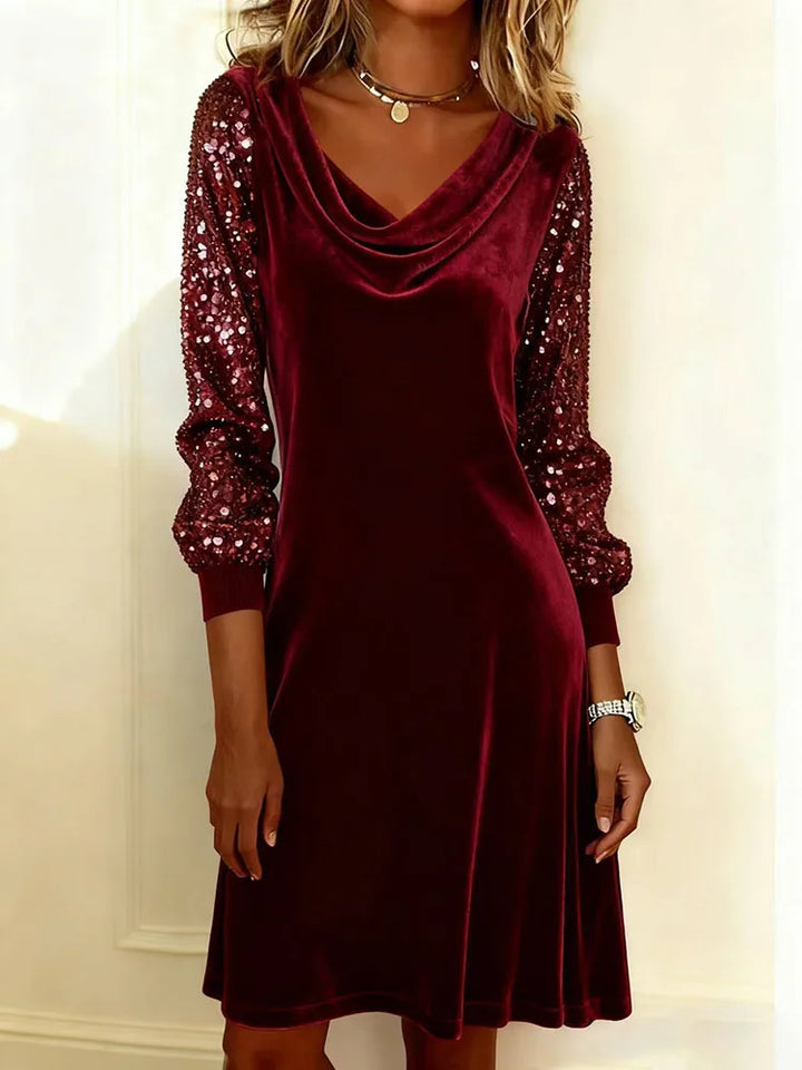 FROSINA™ | Velvet Sparkle Sleeve Dress