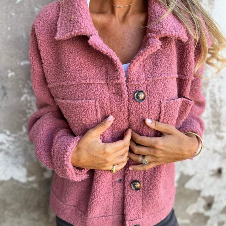Harriet™ | Soft Teddy Button Jacket