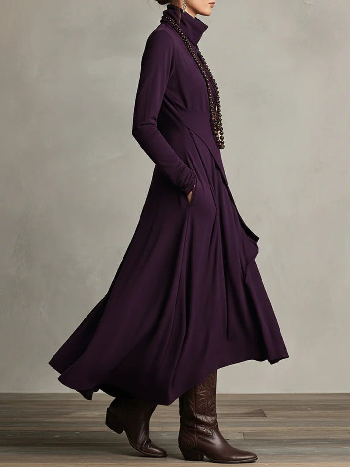 Marivelle™ | Elegant High-Neck Maxi Dress