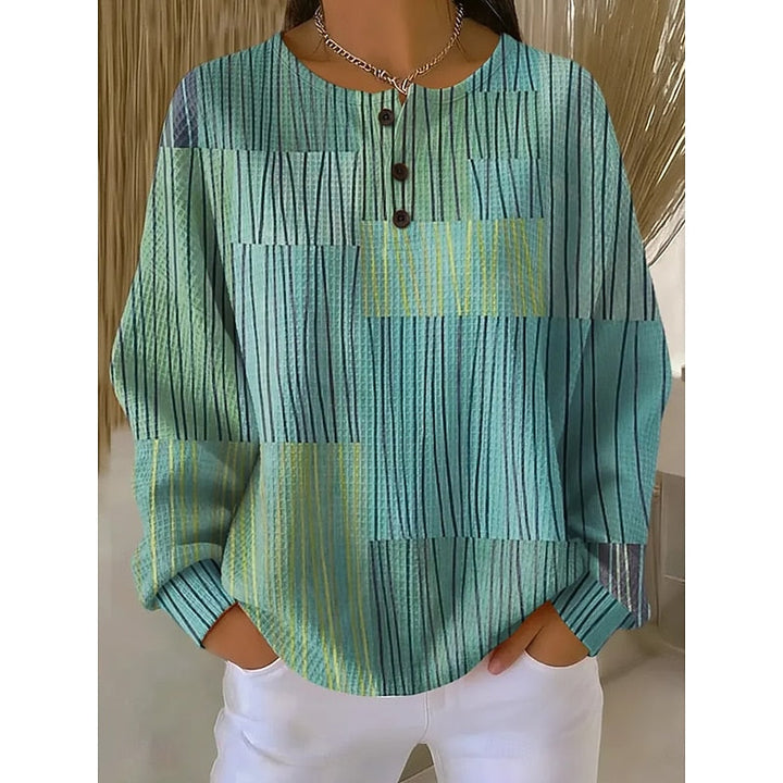 Aurora | Button-Neck Print Sweatshirt