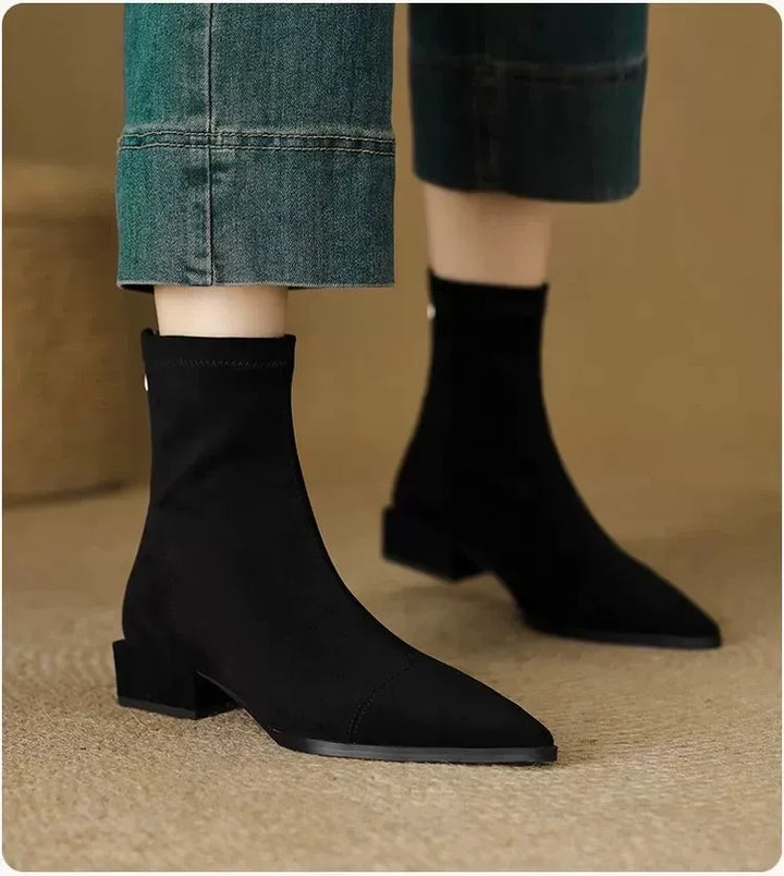 Delphine Suede Pointed-Toe Ankle Boots