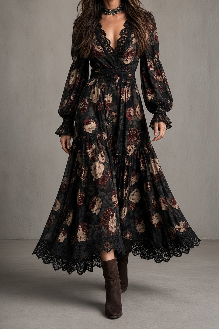 Elena | Vintage Floral Lace Dress