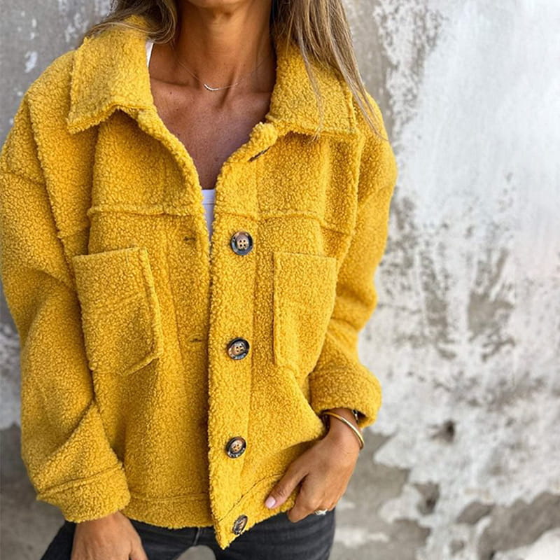 Harriet™ | Soft Teddy Button Jacket