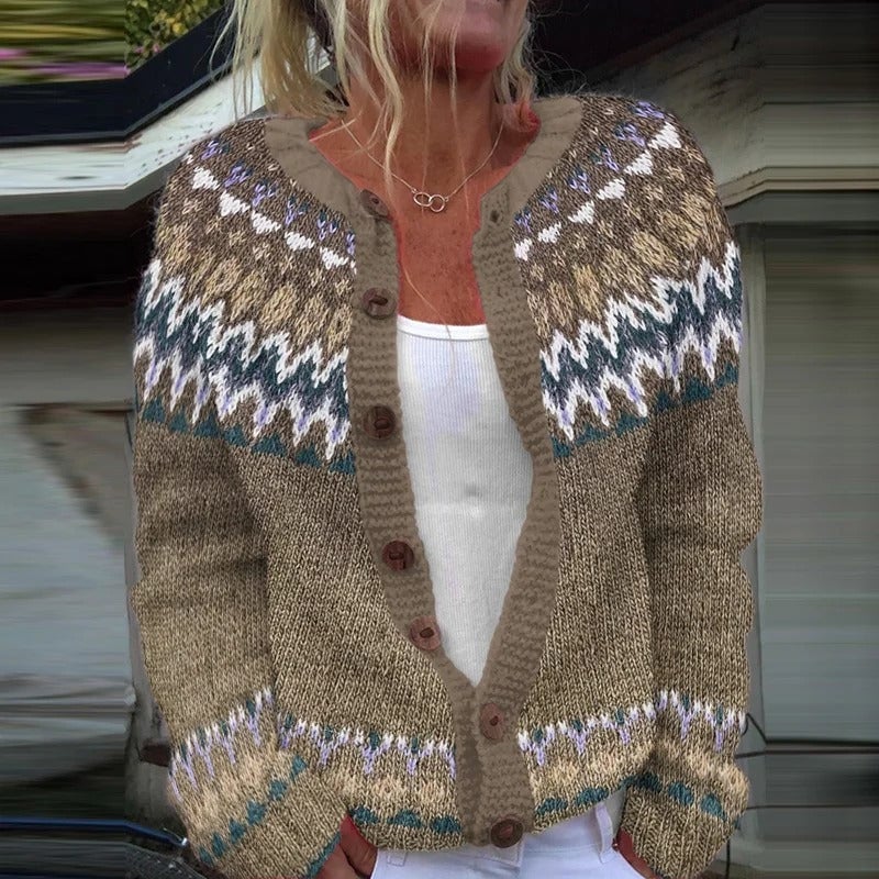 HILDUR™ | FAIR ISLE YOKE CARDIGAN