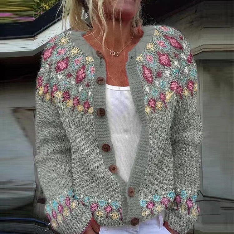 SUNNIVA™ | FLORAL YOKE CARDIGAN