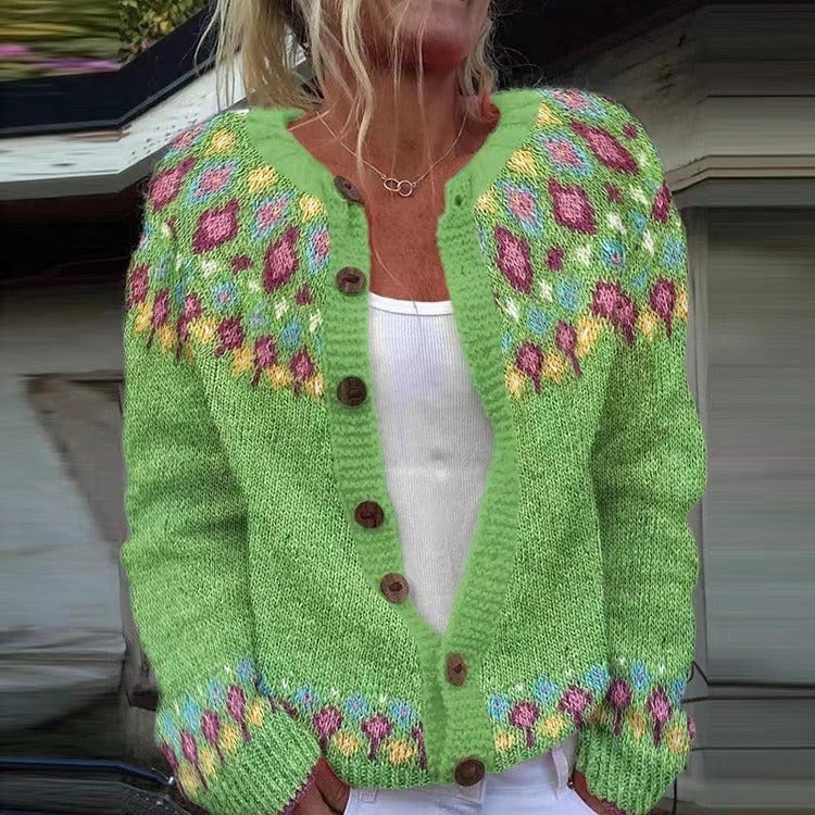 AGNETA™ | FLORAL YOKE CARDIGAN