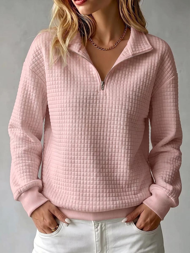 Brynmore™ | Solid Color Stand Collar Long Sleeve Casual Loose Waffle Knit Pullover